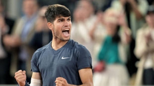 Alcaraz, sufrir en pista. Foto: gettyimages