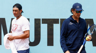 Rafa Nadal y Carlos Moyà en el Mutua Madrid Open 2024. Foto: getty