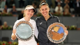 Sara Sorribes y Cristina Bucsa en el Mutua Madrid Open 2024. Foto: Getty