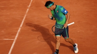 Kei Nishikori en Roland Garros 2024. Foto: Getty