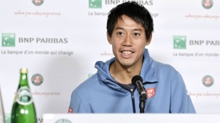 Kei Nishikori en Roland Garros 2024. Foto: Getty