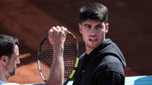 Carlos Alcaraz en el Mutua Madrid Open 2024. Foto: getty