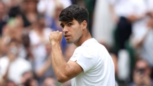 Carlos Alcaraz en Wimbledon 2024. Foto: Getty