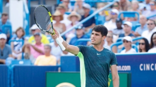 Carlos Alcaraz entrena en Cincinnati. Foto: gettyimages