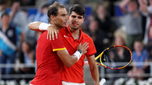 Carlos Alcaraz and Rafa Nadal at the 2024 Olympic Games. Photo: Getty