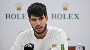 Carlos Alcaraz speaks at the ATP Shanghai 2024 Media Day. Photo: Getty