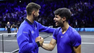 Dimitrov and Alcaraz at the Laver Cup. Photo: gettyimages