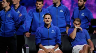 Roger Federer and Rafa Nadal. Photo: Getty.