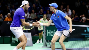 Matteo Berrettini and Jannik Sinner in the 2024 Davis Cup. Photo: Getty