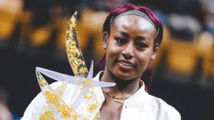 Alycia Parks poses with the champion title in Angers 2024. Source: Getty