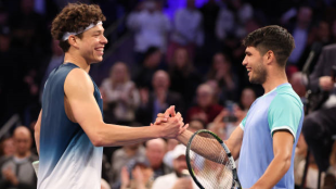 Carlos Alcaraz and Ben Shelton at Madison Square Garden 2024. Photo: getty