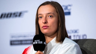 Iga Swiatek en el Media Day del WTA Stuttgart 2025. Foto: Getty