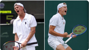 Cruz Hewitt, parecido con Lleyton en Wimbledon. Foto: @BastienFachan