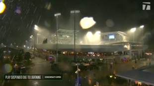La lluvia suspende la jornada del martes en Cincinnati. Fuente: Tennis Channel