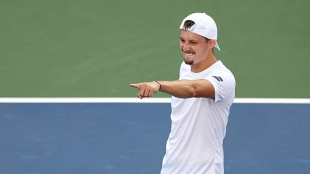 Blanchet deals the blow against Mensik at the US Open 2025. Photo: Getty.