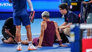 Carlos Alcaraz, ankle scare. Photo: gettyimages