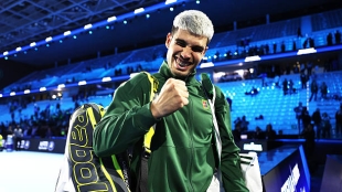 2025 ATP Finals 中卡洛斯·阿尔卡拉斯对阵洛伦佐·穆塞蒂的观赛时间和地点。照片：Gettyimages