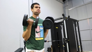 Alcaraz completes his first training session in 2026 before heading to South Korea. Photo: Gettyimages