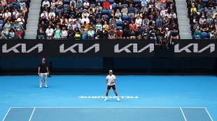Djokovic is already training in Melbourne under the watchful eye of the Australians. Photo: Getty