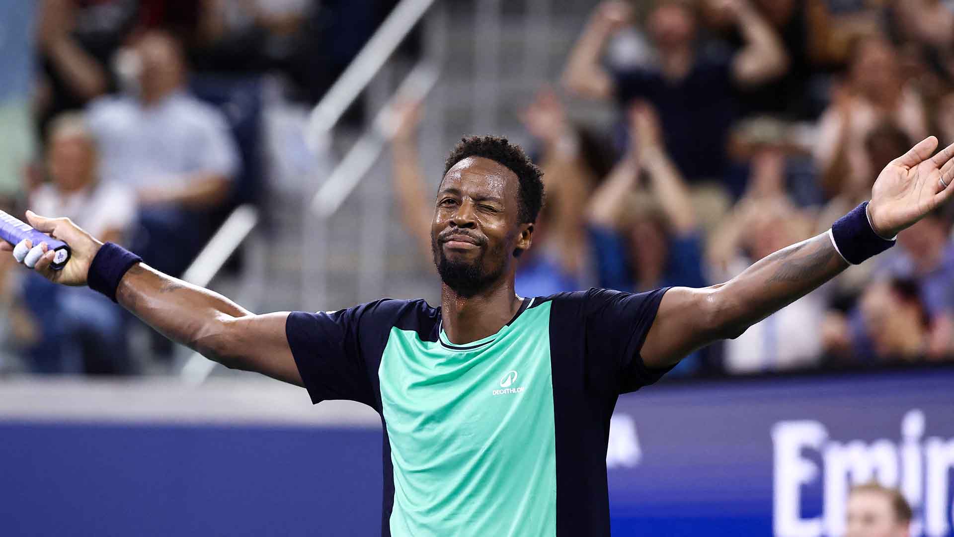 Monfils celebra su victoria en el US Open en su 40º cumpleaños