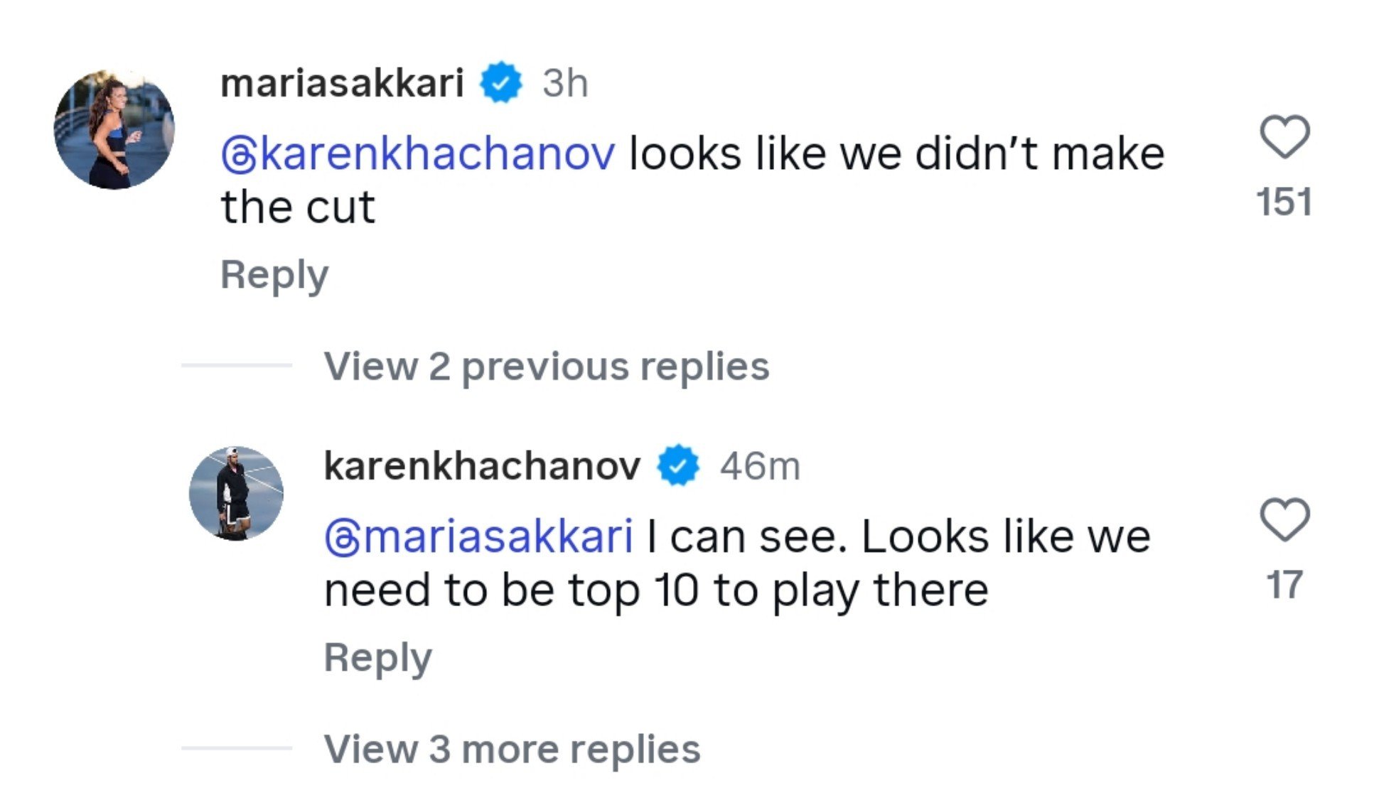 Réclamation de Sakkari et Khachanov