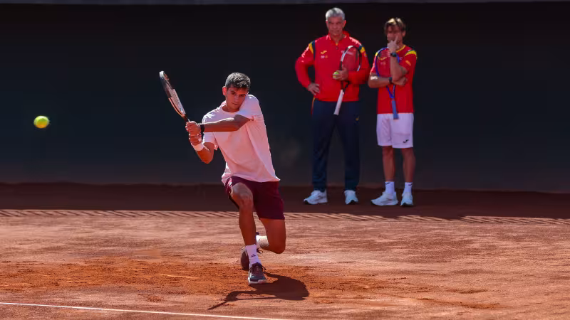 Rafael Jódar with the Spanish Davis Cup team. Photo: Tennis Spain