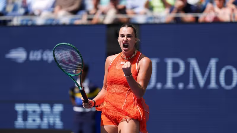 Sabalenka saca el rodillo en el US Open. Fuente: Getty Images