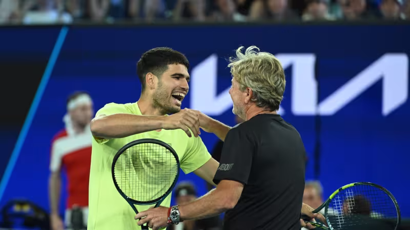 Alcaraz y Sinner pelearán por el millón de dólares en el One point Slam del Open de Australia 2027. Fuente: Getty