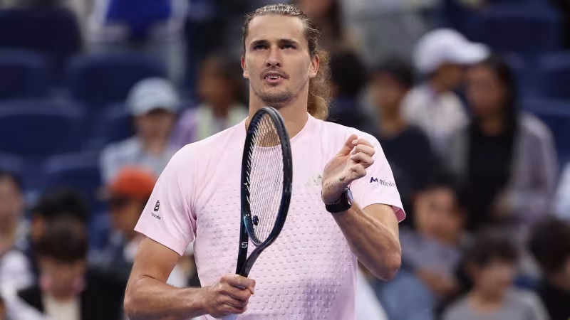 Zverev starts his journey in Shanghai with a scare. Source: Getty Images.
