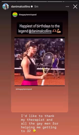 Danielle Collins celebra su cumpleaños con un 'recadito' a sus ex-parejas