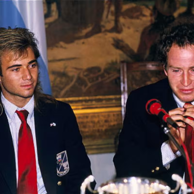 Andre Agassi y John McEnroe. Buenos Aires, julio de 1988. Fuente: Getty