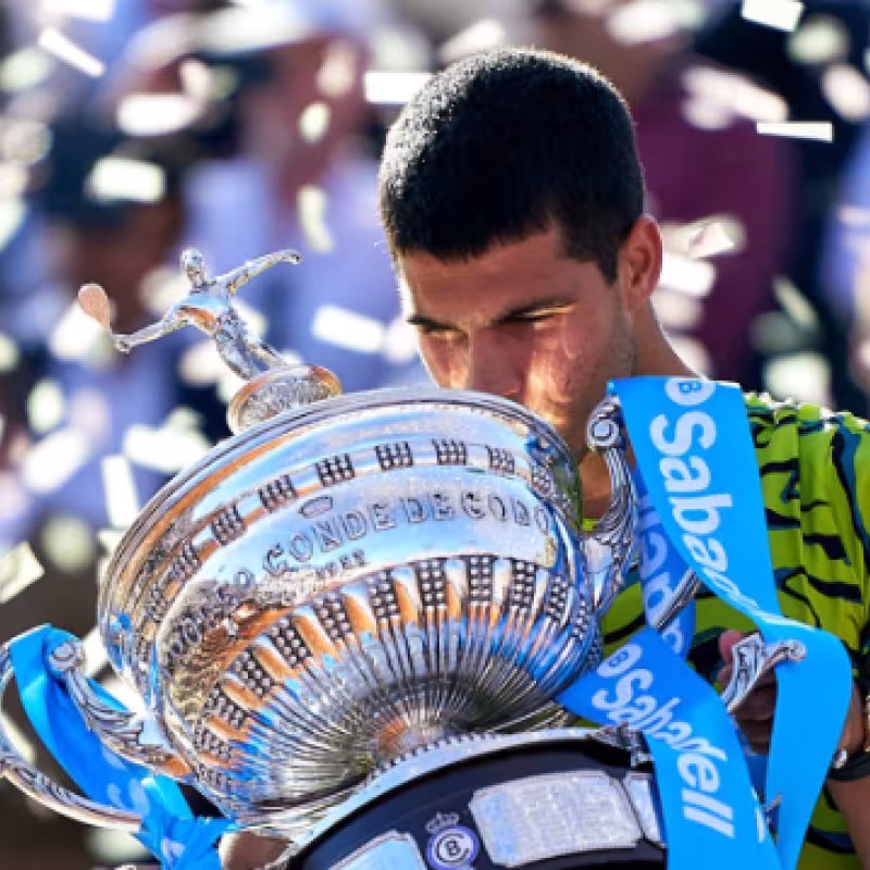 Carlos Alcaraz, campeón del Conde de Godó 2023. Foto: Getty