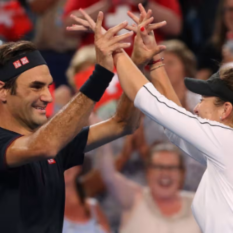 Federer y Bencic, campeones de la última Copa Hopman, en 2019. Fuente: Getty