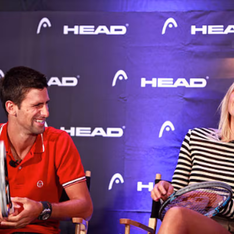 Djokovic y Sharapova, en un evento de Head. Fuente: Getty