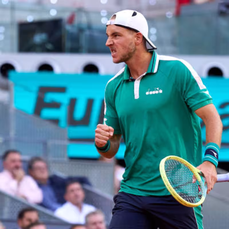 Jan-Lennard Struff, en su partido de semifinales del Mutua Madrid Open 2023. Foto: Getty