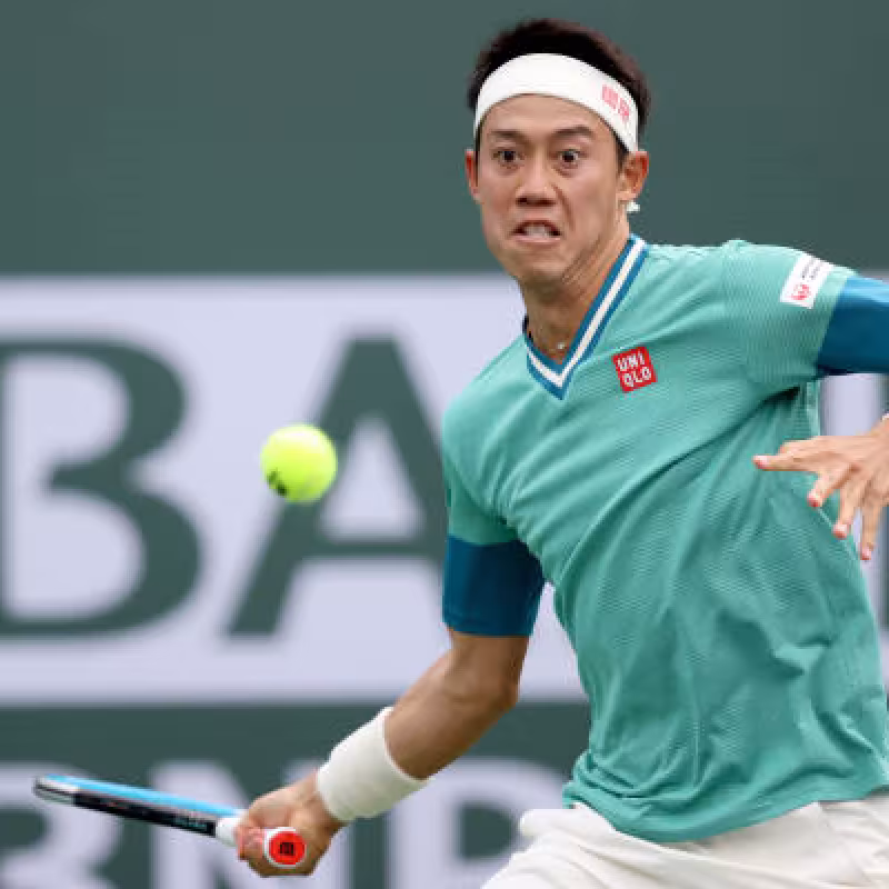 Kei Nishikori en Indian Wells 2021. Foto: getty