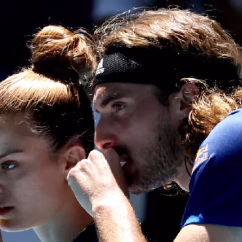 Maria Sakkari y Stefanos Tsitsipas en la United Cup 2023. Foto: Getty