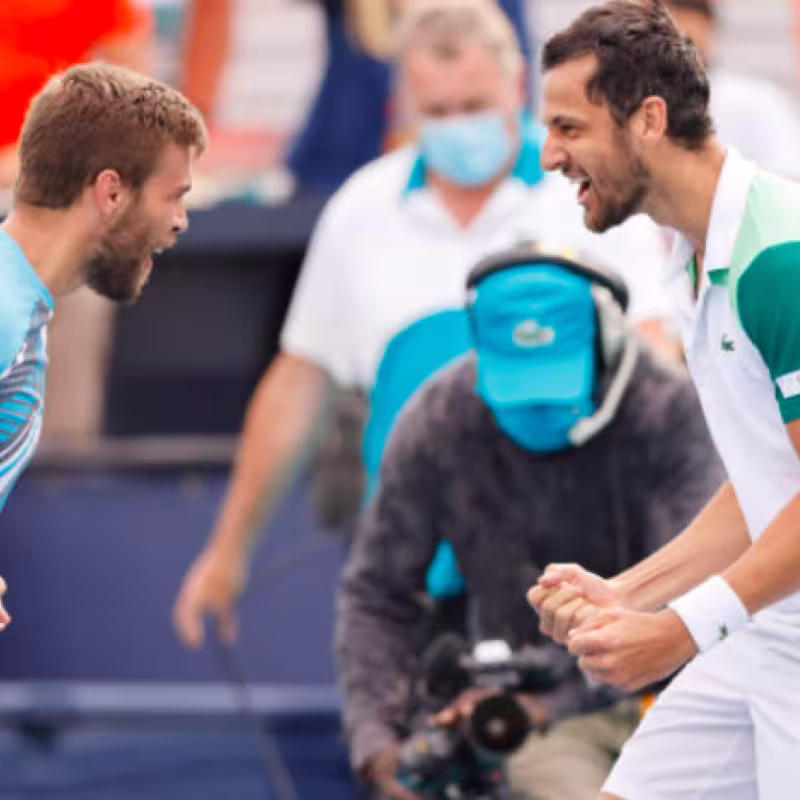 Nikola Mektic y Mate Pavic celebran su título en Miami. Fuente: Getty