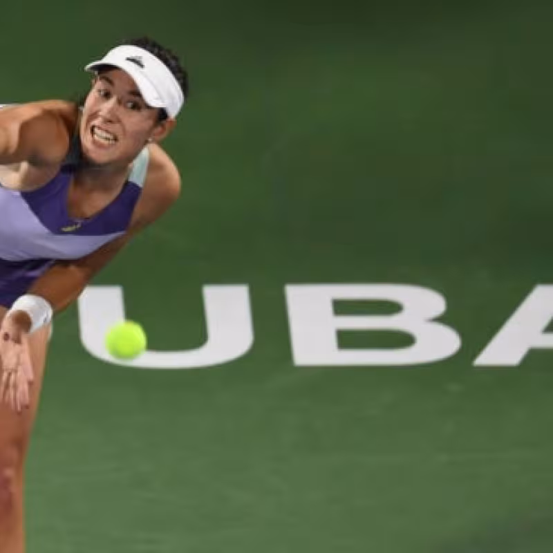 Muguruza durante su duelo ante Clijsters. Foto: Getty