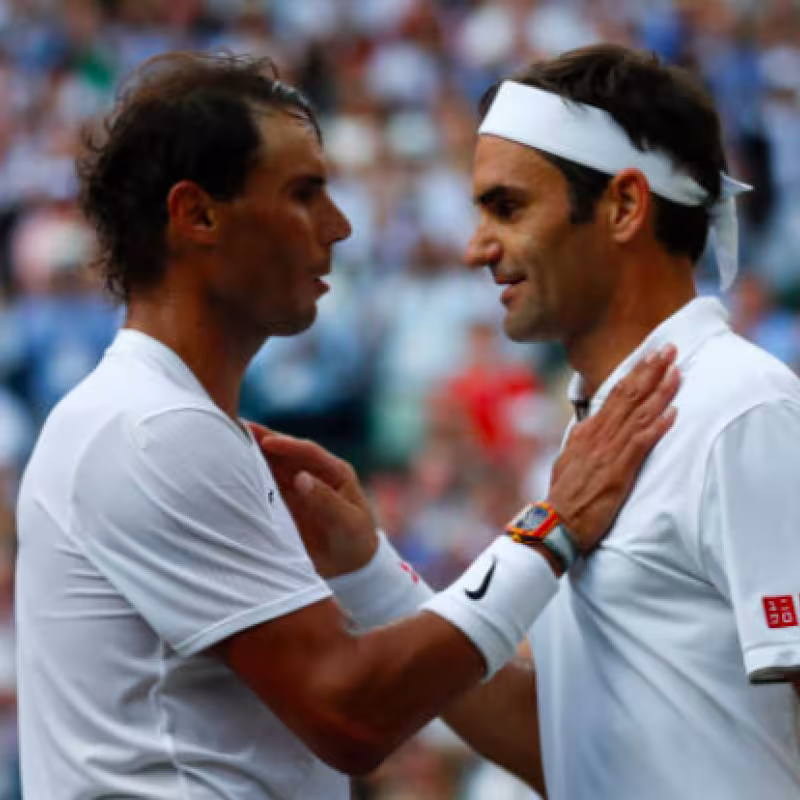 El saludo entre Rafa Nadal y Roger Federer. Fuente: Getty