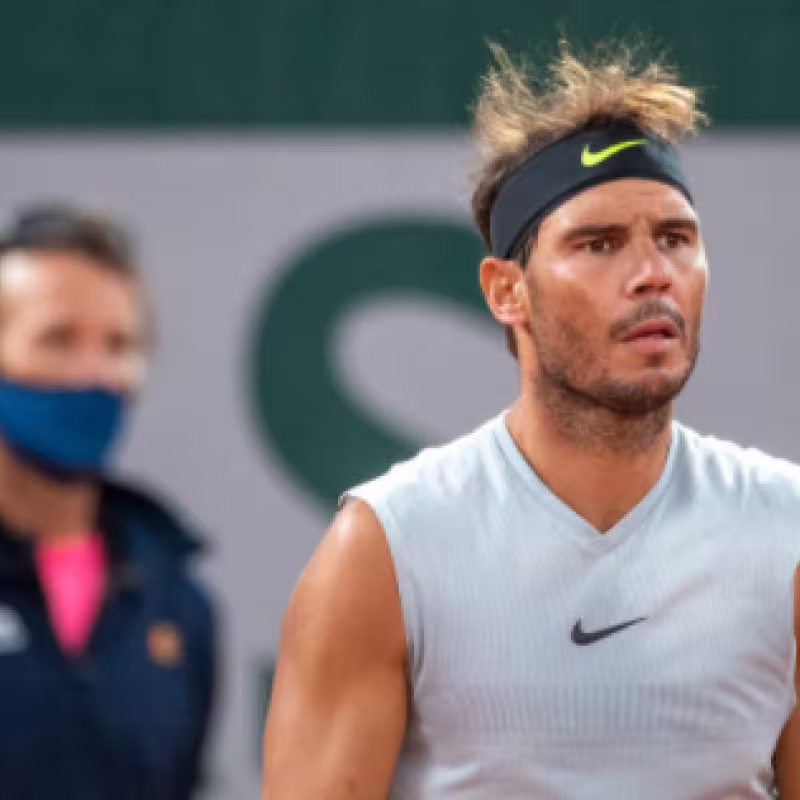 Nadal entrena bajo la mirada de Moyá. Fuente: Getty