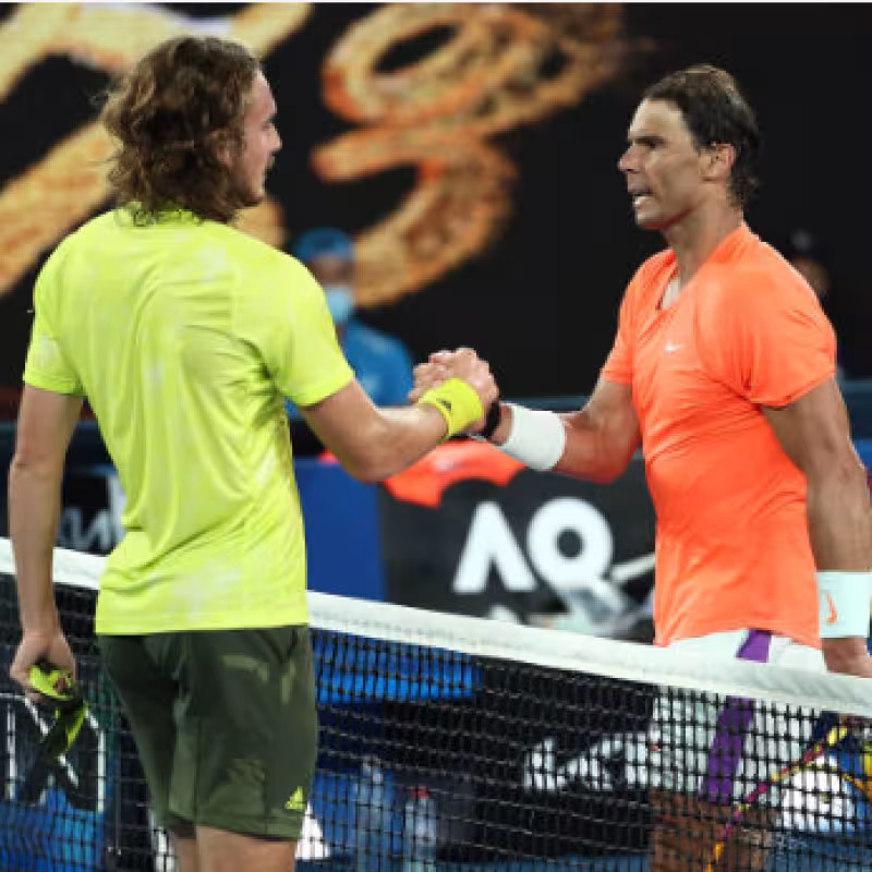 Nadal y Tsitsipas. Fuente: Getty