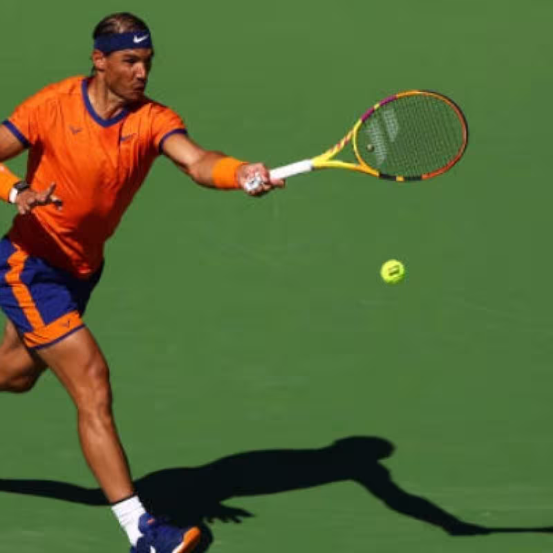 Rafa Nadal durante su debut en Indian Wells 2022. Foto: Getty