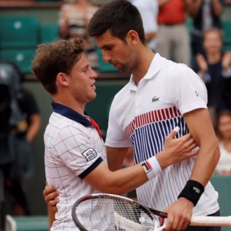 Diego Schwartzman y Novak Djokovic. Foto: Roma