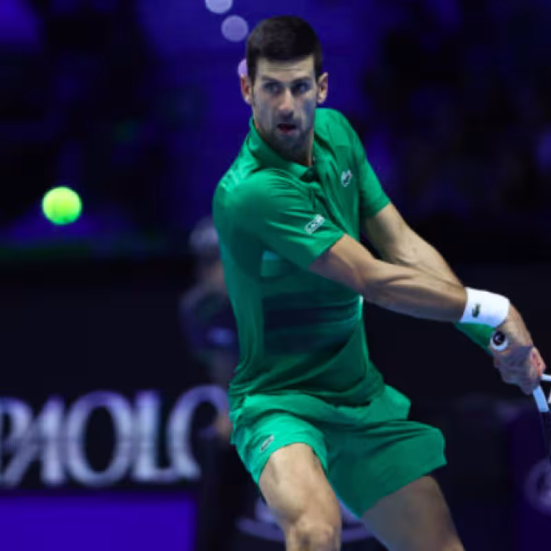 Novak Djokovic en su debut en las ATP Finals 2022. Foto: Getty