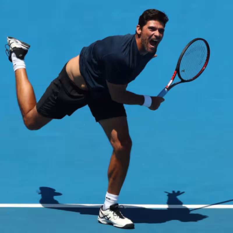 Mark Philippousis, durante un partido de Leyendas en el Open de Australia. Fuente: Getty