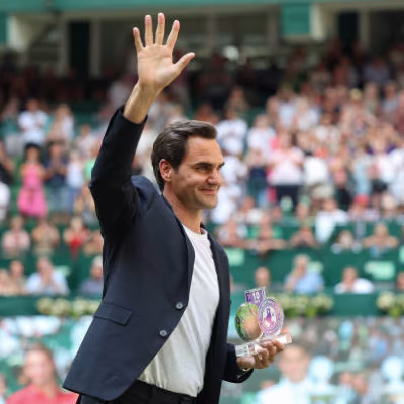 Roger Federer homenajeado en el ATP de Halle 2023. Foto: getty