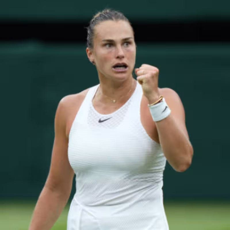 Aryna Sabalenka celebra su pase a las semifinales. Fuente: Getty