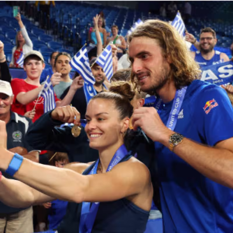 Stefanos Tsitsipas y Maria Sakkari. Fuente: Getty
