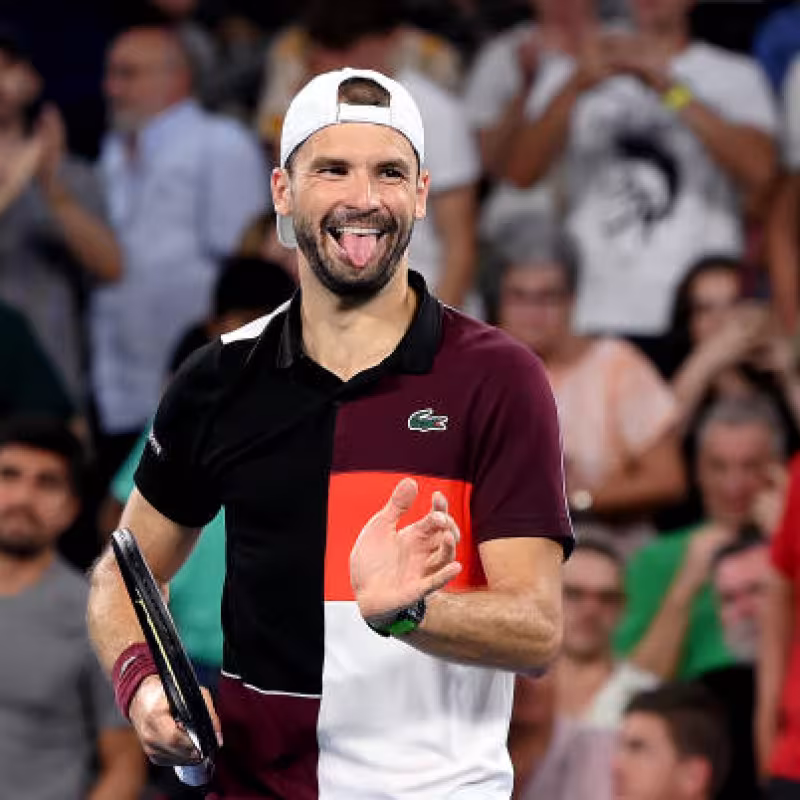 Grigor Dimitrov celebra el pase a la final del ATP Brisbane 2024. Foto: Getty